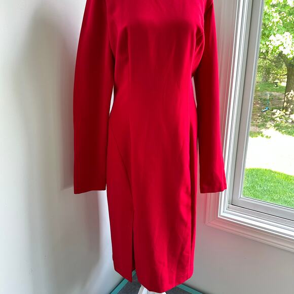 Black Halo NWT Covina Bonfire Red Single Cold Shoulder Sheath Dress Sz 14 XL - Picture 7 of 13